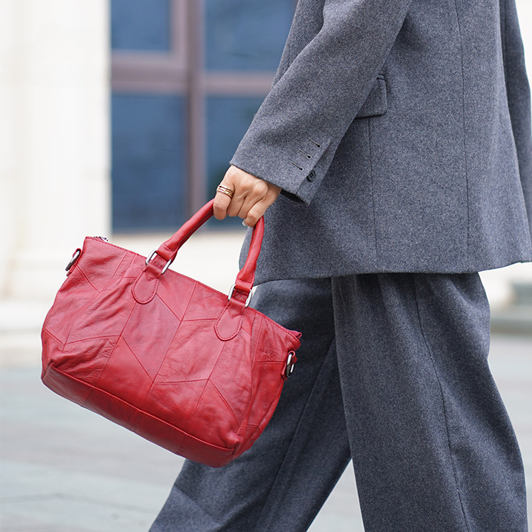 Royal Bagger New For Women Soft Genuine Cow Leather Top-Handbag Retro Casual Shoulder Bag Ladies Elegant Handle Bag